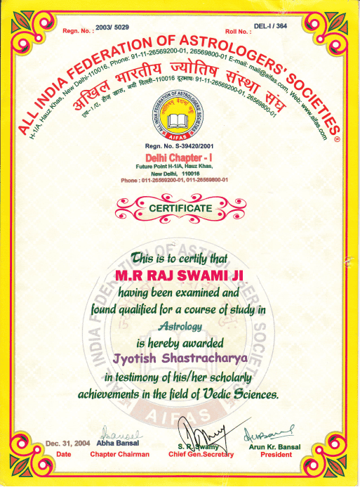 Certificate Jyotish